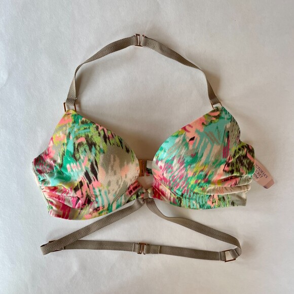 NWT Victoria's Secret The Hottie Halter Watercolor Strappy Pushup Bikini Top 34C - Picture 5 of 10